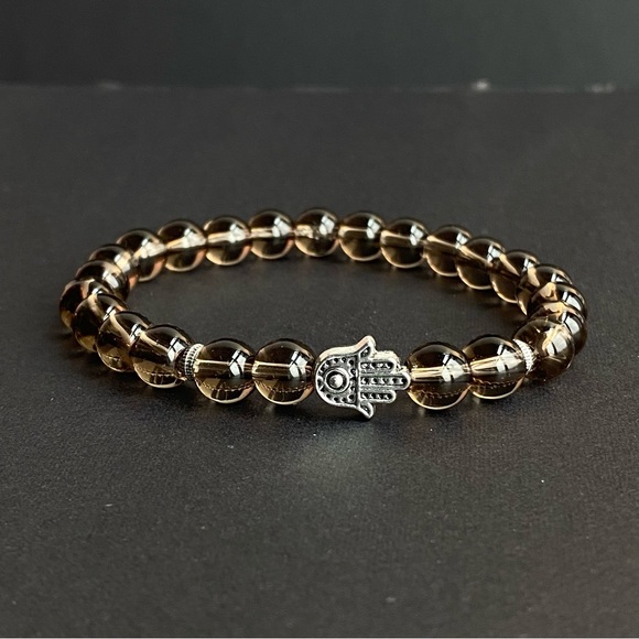 Smokey Quartz Gemstone Bracelet With Silver Detailed - Picture 1 of 4